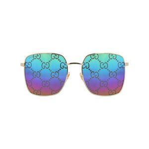 Gucci Square-Frame Metal Sunglasses Gold Womens